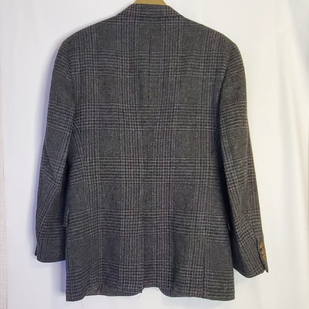 FAIRCLOUGH & CO men's 100% wool blazer, gray with hints of green/blue/maroon